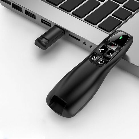 أداة النقر للعروض التقديمية لبرنامج PowerPoint، جهاز عرض لاسلكي USB بسرعة 2.4 جيجا هرتز مع التحكم في مستوى الصوت، جهاز Clicker Slide Advancer لأجهزة الكمبيوتر المحمول، أسود in Saudi Arabia