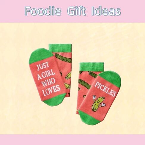 جوارب بيكل للنساء - جوارب مبتكرة مضحكة بطباعة "Just a Girl Who Loves Pickles"، هدايا لطيفة للفتيات in Kuwait