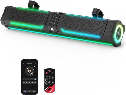 KEMIMOTO Midnight 70Gen2 28-inch 8 Speaker UTV Sound Bar, IP66 Water Resistant Golf Cart Sound Bar Speaker System with RGB, SxS Soundbar Compatible with Polaris RZR Can-Am in Kuwait