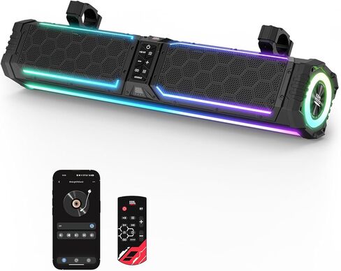 KEMIMOTO Midnight 70Gen2 28 بوصة 8 مكبرات صوت UTV Sound Bar، IP66 مقاومة للماء لعربة الجولف نظام مكبرات الصوت مع RGB، SxS Soundbar متوافق مع Polaris RZR Can-Am in Kuwait