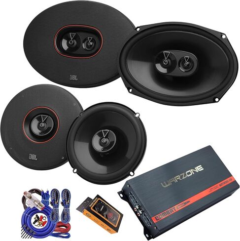 JBL Club 964M 6x9 3-Way + Club 64 6.5" 2-Way Car Speakers Bundle w/Warzone 1200W 4-Channel Class D Amplifier & Wiring Kit in Saudi Arabia
