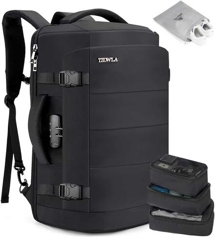 حقيبة ظهر للكمبيوتر المحمول للسفر Tzowla 40L للرجال والنساء معتمدة أثناء الطيران، حقائب ظهر ذات سعة كبيرة مقاومة للماء ومضادة للسرقة مع منفذ USB، حقيبة نهارية كاجوال للأعمال تناسب كمبيوتر/كمبيوتر محمول مقاس 17.3 بوصة - أسود in Kuwait