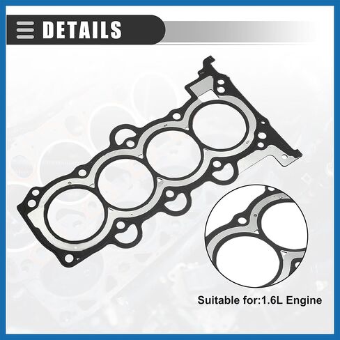 Cylinder Head Gasket, Suitable for 1.6L Engine, for Hyundai Accent 2012-2022, Metal, No.223112B003/223112B004, Brown Black Item Replacement in Saudi Arabia