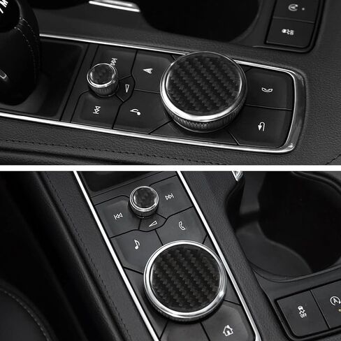WINKA Center Console Multimedia Knob Button Cover Compatible with Cadillac Escalade XT5 CT5 CT6 XT4 XT6 CT6 Crabon Fiber Media Button Cover Trim Interior Modification Trims for Car Accessories in Kuwait