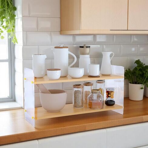 2 Tier Matcha Station Organizer, Coffee Station,Vanity Stand for Skincare Storage Acrylic Desktop Display Stand Bedroom Storage Rack Desk Bookshelf Desk Organizer Kitchen Condiment Shelves (2 Tier) in Saudi Arabia