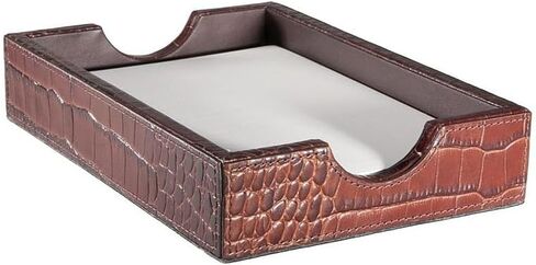 Graphic Image Memo Tray Brown Crocodile Embossed Leather - 4x6 Quality Leather - Made in USA in Saudi Arabia