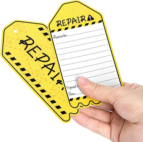 WUWEOT 500 Pack Repair Required Tags, Waterproof Maintenance Repair Label Tags Bulk, 5.3"x2.7" Yellow Paper Hang Tag with Cotton String for Out of Service Machine Maintenance in Saudi Arabia