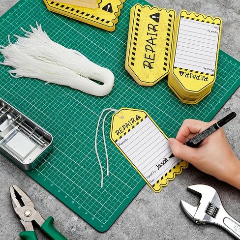 WUWEOT 500 Pack Repair Required Tags, Waterproof Maintenance Repair Label Tags Bulk, 5.3"x2.7" Yellow Paper Hang Tag with Cotton String for Out of Service Machine Maintenance in Saudi Arabia