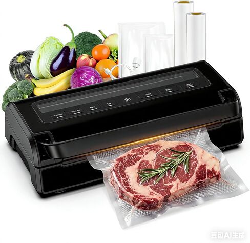 Vacuum Sealer Machine for Food, Multifunctional Automatic Food Saver for Dry, Moist & Canister Sealing, Built-in Cutter & Bag Storage | Complete Kit with 2 Rolls & 10 Bags in Saudi Arabia