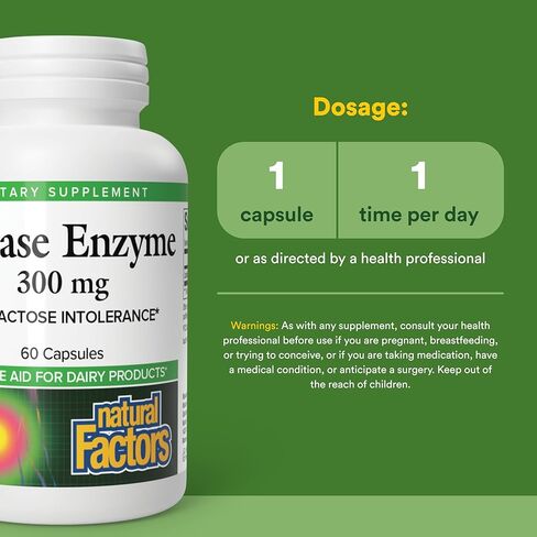 Natural Factors, Lactase Enzyme, Digestive Aid For Lactose and Dairy Intolerance, 60 Capsules in Saudi Arabia