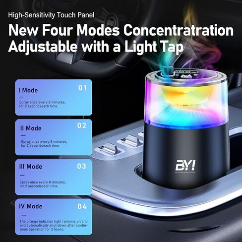 Smart Car Air Freshener with RGB Ambient Light, Galaxy Cloud Mist, Auto On/Off, Built-in Battery, Car Aroma Diffuser, Home, Office (4 Essential Oil Box), Long-Lasting Scent in Saudi Arabia