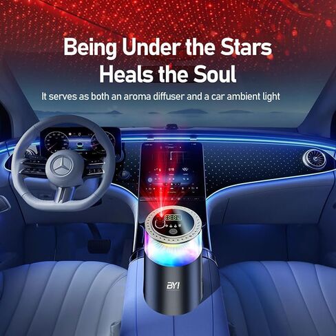 Smart Car Air Freshener with RGB Ambient Light, Galaxy Cloud Mist, Auto On/Off, Built-in Battery, Car Aroma Diffuser, Home, Office (4 Essential Oil Box), Long-Lasting Scent in Saudi Arabia