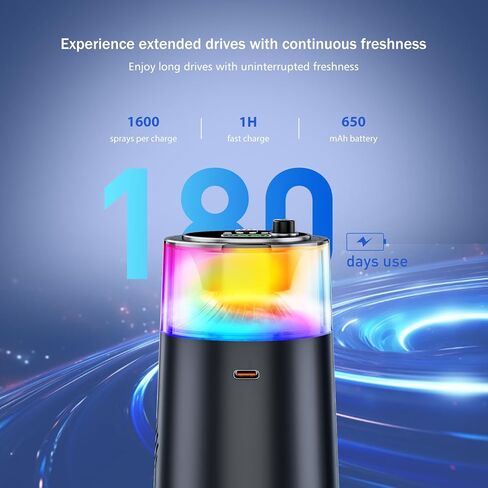 معطر هواء السيارة الذكي مع إضاءة محيطة RGB، رذاذ سحابة جالاكسي، تشغيل/إيقاف تلقائي، بطارية مدمجة، ناشر رائحة السيارة، المنزل، المكتب (4 صناديق زيت عطري)، رائحة تدوم طويلاً in Kuwait