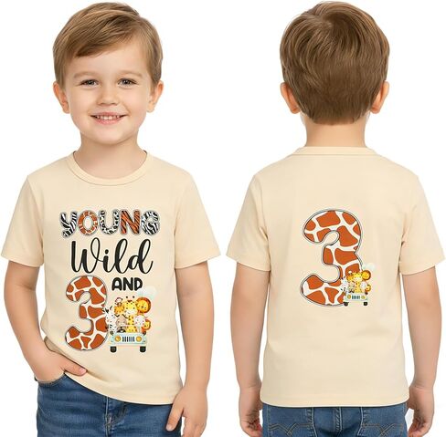 Toddler Boys 3rd Birthday Shirt Three Year Old Printed T-Shirt, Short Sleeve Cotton Outfit in Kuwait