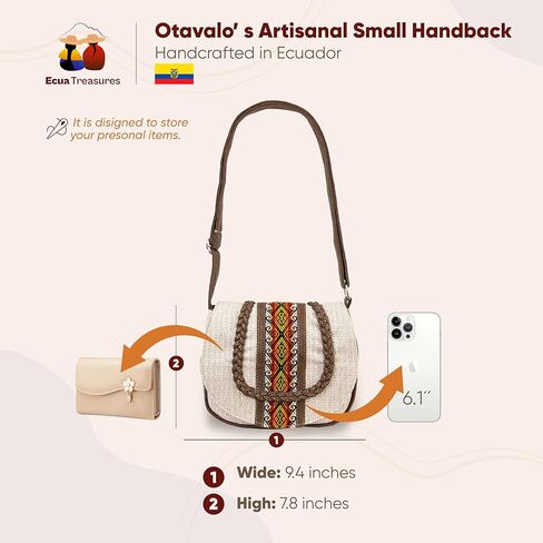 Small Boho Bag - Handcrafted Otavalo Crossbody Purse with Ethnic Andean Design in Saudi Arabia