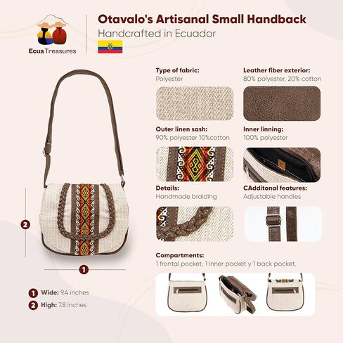 Small Boho Bag - Handcrafted Otavalo Crossbody Purse with Ethnic Andean Design in Saudi Arabia