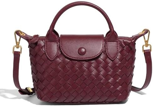 حقائب كروس جلدية نباتية صغيرة للنساء، حقيبة يد صغيرة منسوجة، محفظة كتف لطيفة بمقبض علوي للسفر والمواعدة | أزياء خفيفة الوزن in Kuwait