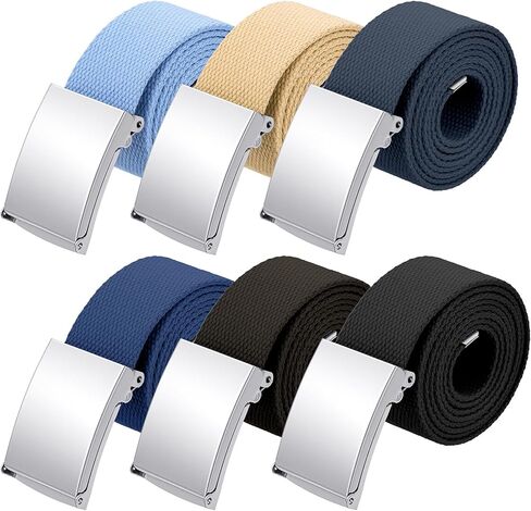 6 قطع من أحزمة شبكة الجولف للرجال، حزام من النايلون قابل للتعديل حتى 55 بوصة، إبزيم معدني صلب، متعدد الألوان in Kuwait