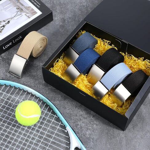 6 قطع من أحزمة شبكة الجولف للرجال، حزام من النايلون قابل للتعديل حتى 55 بوصة، إبزيم معدني صلب، متعدد الألوان in Kuwait