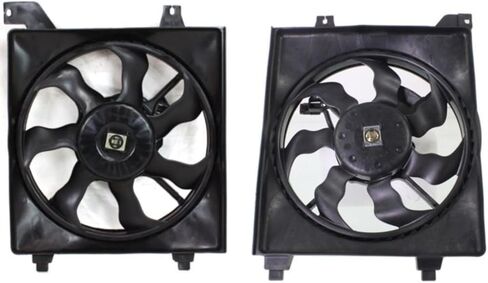 Replacement Radiator and A/C Condenser Cooling Fan Assembly (Pair) fits Hyundai Accent 2006-2011 1.6L L4 Hatchback 4-Door, Without Automatic Cruise Control in Saudi Arabia