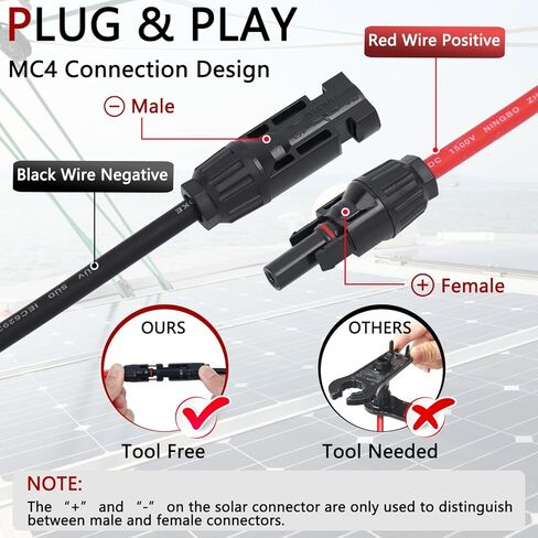 Solar Parallel Connectors for 2 Solar Panels, Tool-Free MC4 Solar Cable Splitter, Y Branch Solar Panel Splitter, 2 to 4 Solar Parallel Adapter IP68 Waterproof (FMM/MFF) in Saudi Arabia