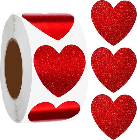 ملصقات قلب أحمر، 500 قطعة من ملصقات قلب عيد الحب مقاس 1 بوصة للأظرف، ملصق صغير على شكل قلوب لامعة، ملصقات قلوب من رقائق معدنية لعيد الحب، وعيد الأم، وحفلات الزفاف، والذكرى السنوية in Kuwait