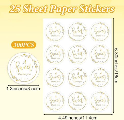 300PCS 1.38“ A Sweet Thank You Stickers Round Clear Gold Foil Thankyou Sticker with Heart Design, Self-Adhesive Personalized Envelope Stickers Labels for Small Business Packaging, Birthday, Gift Bags in Saudi Arabia