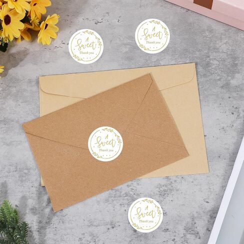 300PCS 1.38“ A Sweet Thank You Stickers Round Clear Gold Foil Thankyou Sticker with Heart Design, Self-Adhesive Personalized Envelope Stickers Labels for Small Business Packaging, Birthday, Gift Bags in Saudi Arabia