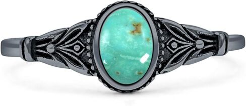 OMRANII Art Deco 7.4mm Oval Lab Created Opal Floral Ring Beaded Marquise Style Oxidized Statement Opal Rings For Women 925 Sterling Silver Gift For Her in Saudi Arabia