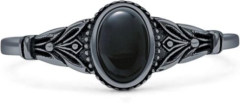 OMRANII Art Deco 7.4mm Oval Lab Created Opal Floral Ring Beaded Marquise Style Oxidized Statement Opal Rings For Women 925 Sterling Silver Gift For Her in Saudi Arabia