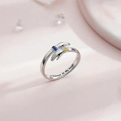 For Granddaughter - Always Keep Me In Your Heart Custom Birthstone Hug Ring, Adjustable Hug Hope Rings Grandma for Granddaughter Christmas Birthday Gift in Saudi Arabia