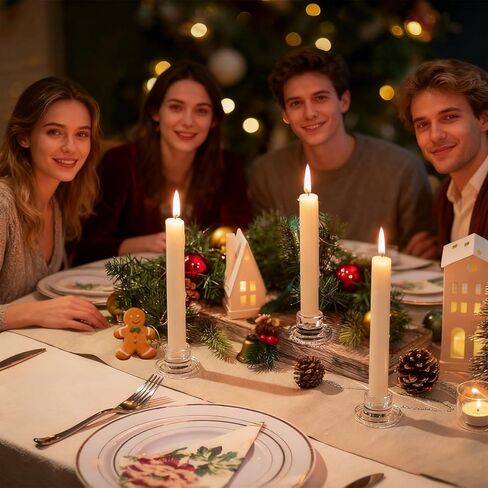 24 Pcs Glass Taper Candle Holders Clear Small Candlestick Holder Bulk Short Glass Candle Sticks Set for Wedding Christmas Party Dining Table Centerpiece Decor in Saudi Arabia