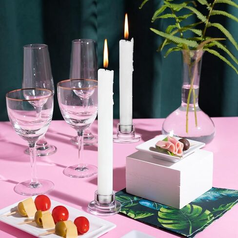 24 Pcs Glass Taper Candle Holders Clear Small Candlestick Holder Bulk Short Glass Candle Sticks Set for Wedding Christmas Party Dining Table Centerpiece Decor in Saudi Arabia