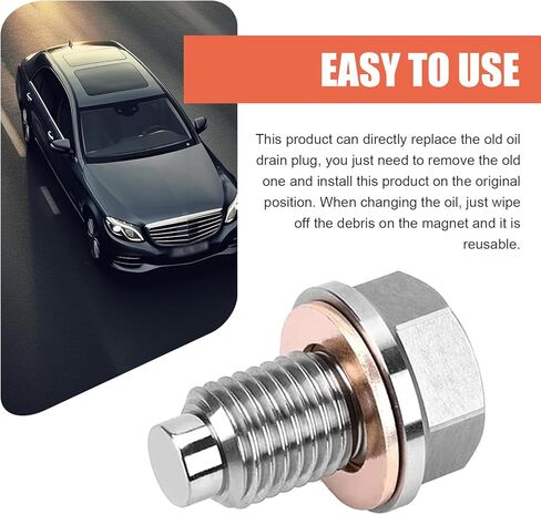 Car Stainless Steel Engine Oil Drain Plug, 14 x 1.5 Engine Sump Drain Bolt, Hex Bolt Heavy-Duty Oil Plug with Copper Gasket, Universal for Most Cars, Motorcycles, Boats (Silver) in Saudi Arabia