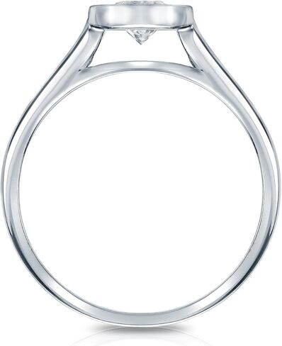 خاتم خطوبة ألماس سوليتير مستدير من الذهب الأبيض عيار 14 قيراط من Diamond Wish (1 قيراط TW، H-I، I1-I2، معتمد من IGI) مجموعة إطار، مقاس 4-9 in Saudi Arabia