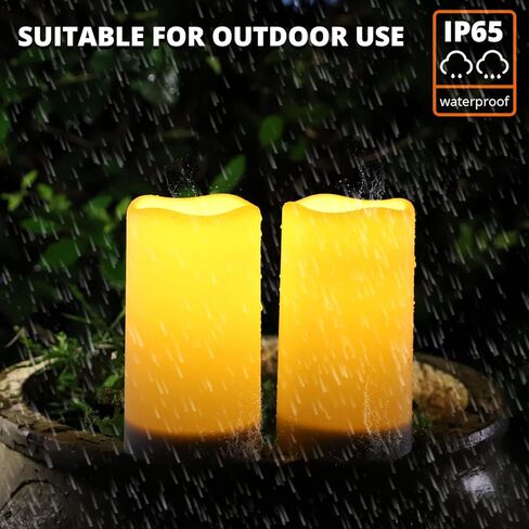 شموع كبيرة تعمل بالطاقة الشمسية في الهواء الطلق من نورادا - مجموعة شموع قابلة لإعادة الشحن مقاومة للماء عمود عديم اللهب، راتنج أبيض، ضوء LED، بطارية شمسية قابلة لإعادة الشحن متضمنة، مقاومة للماء لديكور الفناء 3.25 بوصة × 6 بوصة in Kuwait