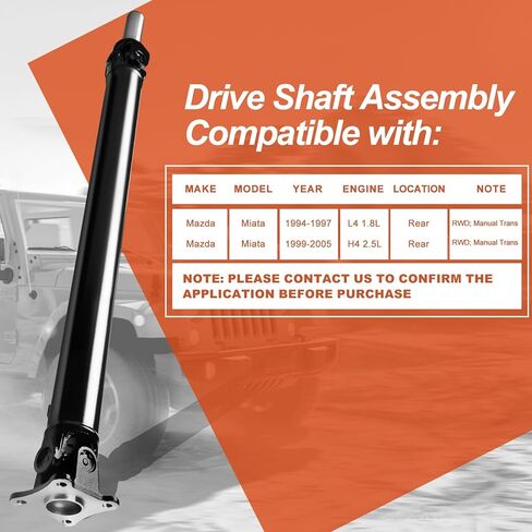 936-251 Rear Complete Drive Shaft Prop Shaft Driveshaft Assembly Compatible with Mazda Miata 1994-1997 1999-2005 L4 1.8L, RWD, Replace OE MF0425100A, MF0625100, 936-251, 65-8001 in Saudi Arabia