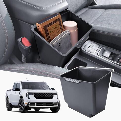 RUNROAD Center Console Storage Box Compatible with 2022 2023 2024 2025 2026 Ford Maverick Accessories, Armrest Trash Can For Maverick Insert Middle Console Organizer Bin Multi-Function Cup Holder in Saudi Arabia