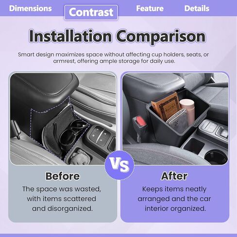 RUNROAD Center Console Storage Box Compatible with 2022 2023 2024 2025 2026 Ford Maverick Accessories, Armrest Trash Can For Maverick Insert Middle Console Organizer Bin Multi-Function Cup Holder in Saudi Arabia