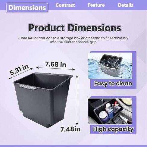 RUNROAD Center Console Storage Box Compatible with 2022 2023 2024 2025 2026 Ford Maverick Accessories, Armrest Trash Can For Maverick Insert Middle Console Organizer Bin Multi-Function Cup Holder in Saudi Arabia