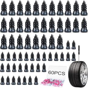 60PCS Tire Repair Rubber Nails, Screw in Tire Repair Nails Kit with a Screwdriver, Tire Repair Screws, Self-Service Tire Plugs Screw Type, Tire Repair First Aid Kit for Car, Motorcycle, Truck in Saudi Arabia