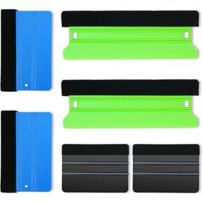 6 Pack Squeegees, Vinyl Wrap Tools Kit, Window Tint, Wallpaper Tool, Auto Solar Film, Car Decal, Smooth, Scratch Free, Protect Paint, Black, Blue, Green, Long, Medium, Small, 3 Hardness (6) in Saudi Arabia
