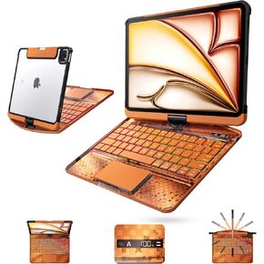 Clear Wireless Keyboard Case for iPad Pro 13 Inch M5/M4 2025/2024 with Pencil Holder & Multi-Touch Trackpad, Visible PCB High-Tech Style, 3-Brightness & 7-Color Backlight, 360 Rotatable,Black in Saudi Arabia