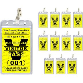شارات مرور الزائر - بلاستيك PVC (مطبوعة حسب الطلب مع اسم شركتك ورقمها) متوفرة في مجموعات مكونة من 12 و36 و60 و108 قطعة - صُنعت في الولايات المتحدة الأمريكية باللون الأصفر in Kuwait