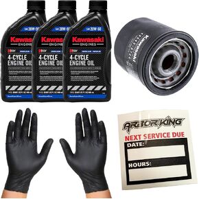 طقم تغيير الزيت 20W50 متوافق مع Kawasaki FX1000V FX921V (3) 99969-6298 (1) 49065-0724 (1) ملصق تذكير بالخدمة (1) مجموعة من القفازات in Kuwait