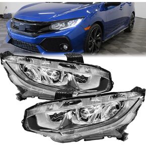 Chrome Headlights Assembly w/LED DRL Compatible with 2016-2021 Honda Civic Halogen Headlamps Direct Replacement Driver Passenger Side 33150TBAA01, 33100TBAA01 in Kuwait