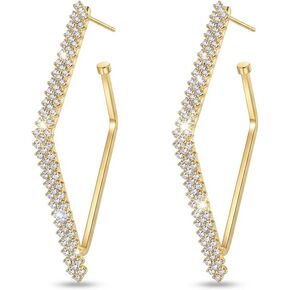 Rhinestone Geometric Hoop Stud Earrings for Women - Sparkly Crystal Statement Jewelry for Evening Parties, Weddings and Special Occasions in Saudi Arabia