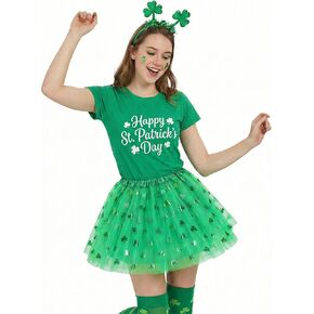 Sicypoty Women Green Shamrock Short Skirt St Patrick's Day Ballerina Tutu Costume in Kuwait