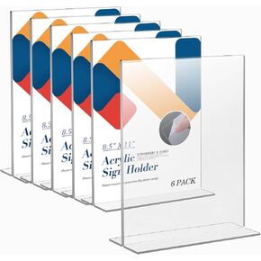 Relx Acrylic Sign Holder 8.5 x 11, Plastic Frame Flyer Holder, Double Frames Clear Acrylic Display Stand for Store, Restaurant (6 pack) in Saudi Arabia