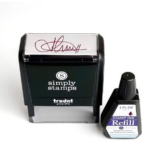 Custom Signature Stamp with Extra Bottle of Ink | Multiple Colors Available (Blue) in Kuwait
